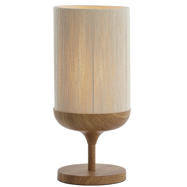 Light en Living Tafellamp Ø22,5x50 cm DANIA hout print naturel+touw crèmeTafellamp Ø22,5x50 cm DANIA hout print naturel+touw crème