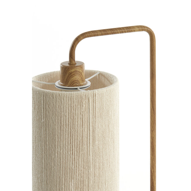 Light en Living Tafellamp 26x20x59,5 cm DONIO hout print naturel+touw crème