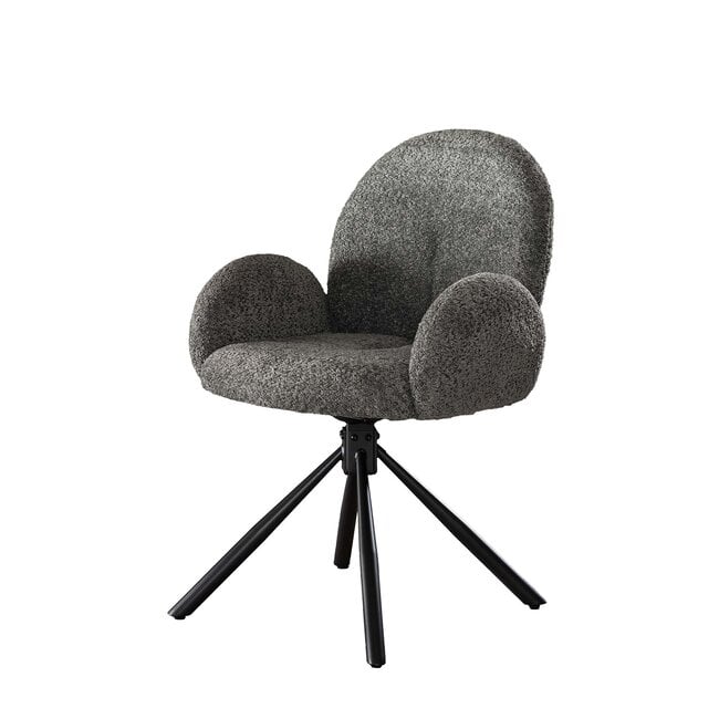 WoonStijl Armstoel rondo Boucle grijs