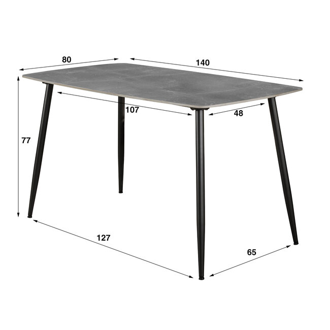 WoonStijl Eetkamertafel 140 Ceramic natural lichtgrijs