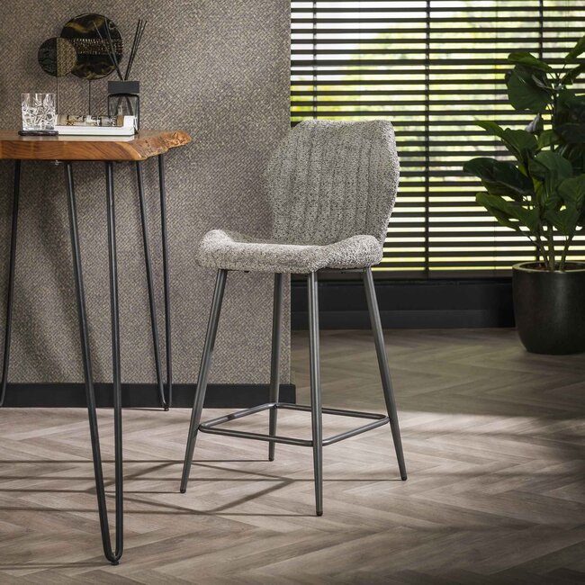 WoonStijl Barstoel boucle lendesteun grijs