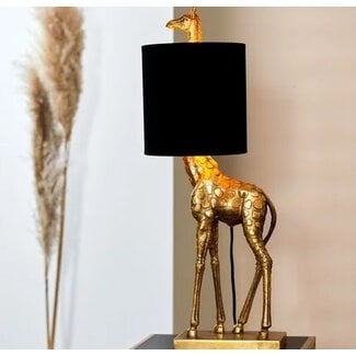 Light en Living Tafellamp Giraffe Antiek Brons met Zwarte Kap