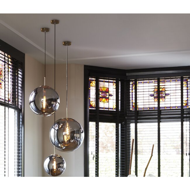 Light en Living Hanglamp MEDINA antiek brons met smoke glas - 2 maten