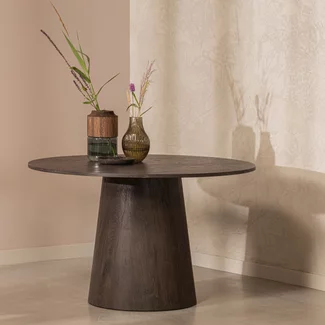 Woood Maan Eettafel Rond Mdf Donkerbruin Ø 120cm