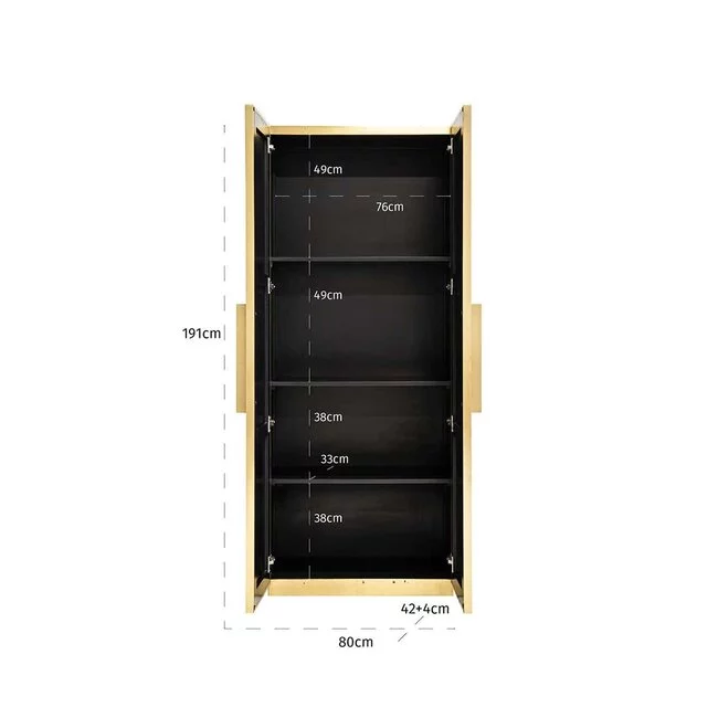 Richmond Interiors  Wandkast Ironville goud - 2 deurs