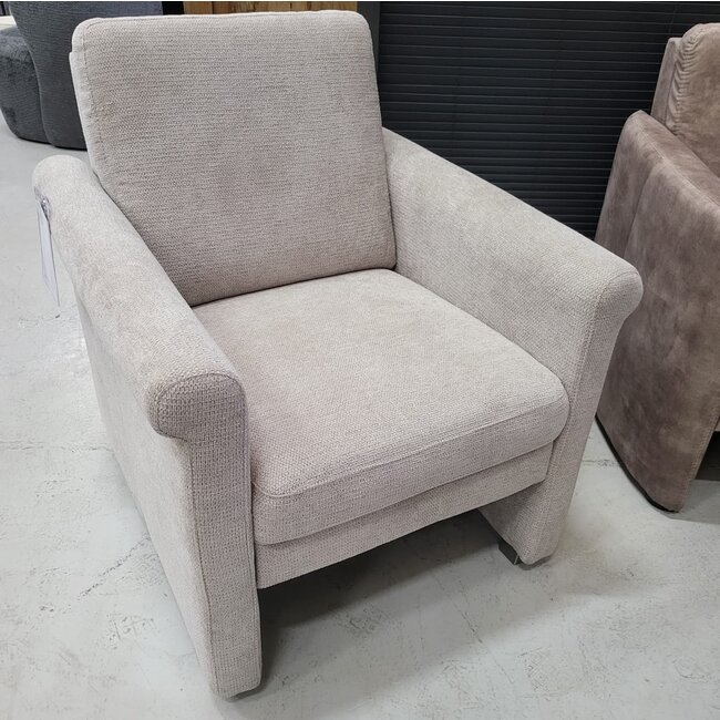 WoonMax Fauteuil Portland rug laag stof Art beige showroommodel