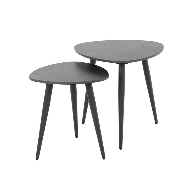 WoonStijl Bijzettafel set van 2 driehoekig ceramic