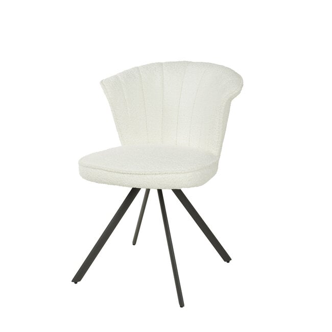 WoonStijl Eettafelstoel halfronde rug spring boucle wit - Set van 2 stoelen