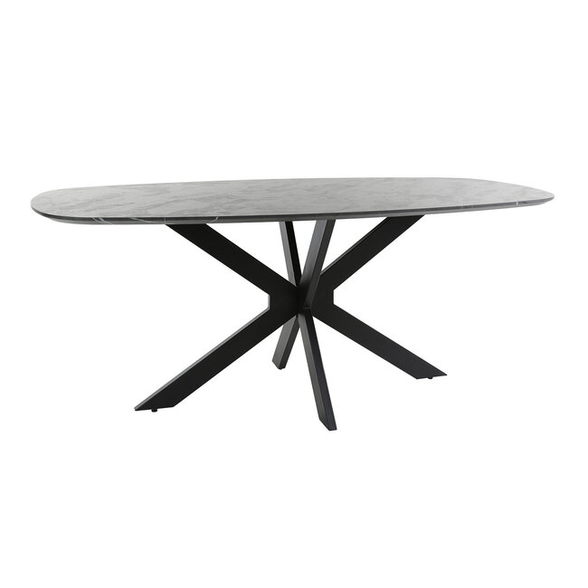 WoonStijl Eetkamertafel 180 deens ovaal zwart bruin