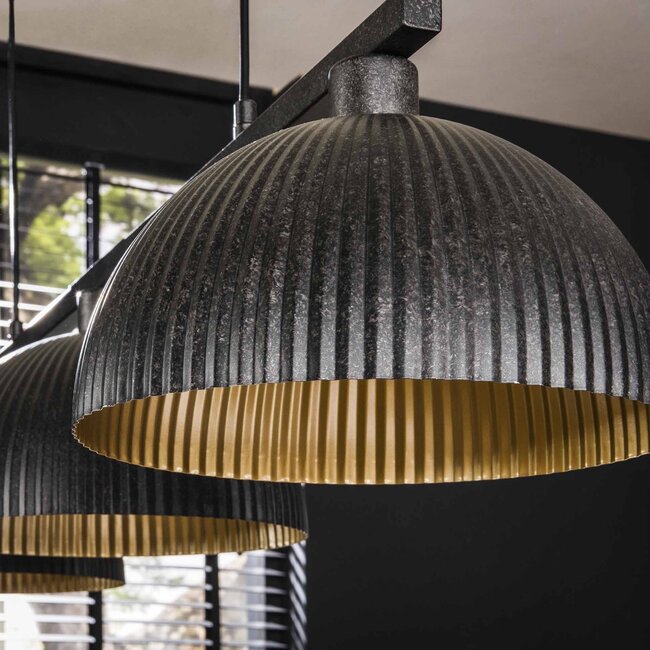WoonStijl Hanglamp 3L halfronde kap-ribbel