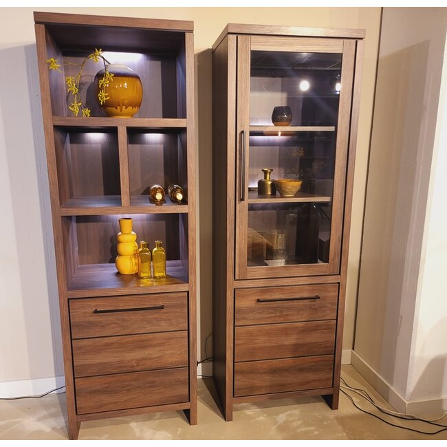 WoonMax Boekenkast Sheffield Dark Almond 1 deur en 4 open vakken showroommodel