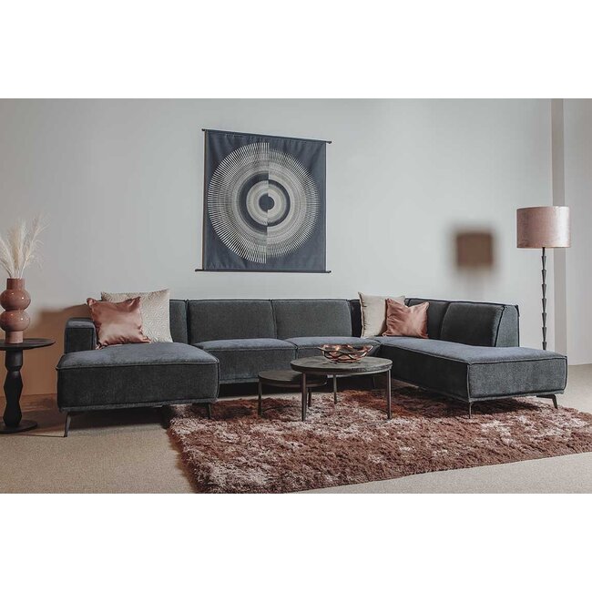 Tower Living Bank Leeds - Chaise longue +  2,5 zits + ottomane Rechts - City 464 Zwart Blauw