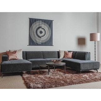 Tower Living Bank Leeds - Chaise longue +  2,5 zits + ottomane Rechts - City 464 Zwart Blauw