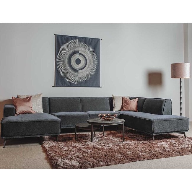 Tower Living Bank Leeds - Chaise longue +  2,5 zits + ottomane Rechts - City 464 Zwart Blauw
