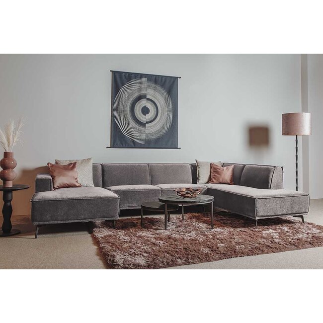 Tower Living Bank Leeds - Chaise longue +  2,5 zits + ottomane Rechts - City 453 Mosgroen / Grijs