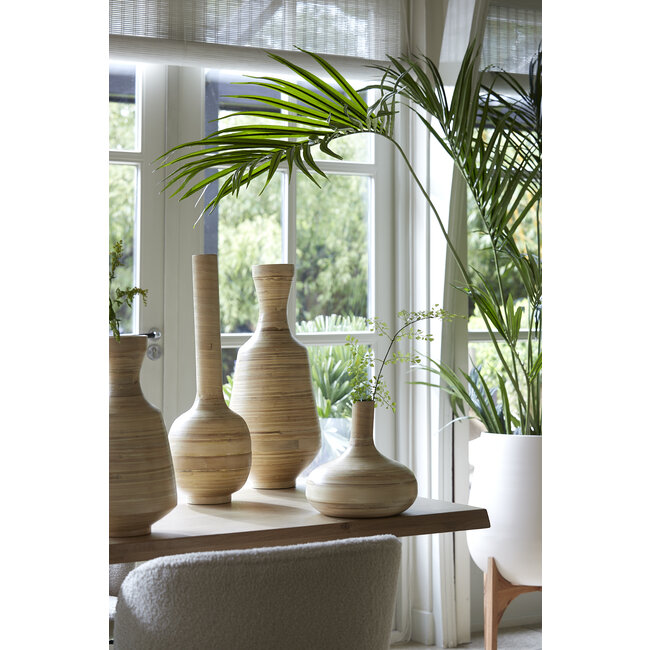 Light en Living Pot deco op voet Ø44x53 cm KARUNA hout+mat crème