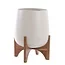 Light en Living Pot deco op voet Ø44x53 cm KARUNA hout+mat crème