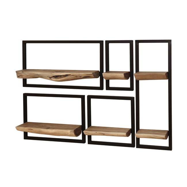 WoonStijl Wandschap set van 5 acacia edge