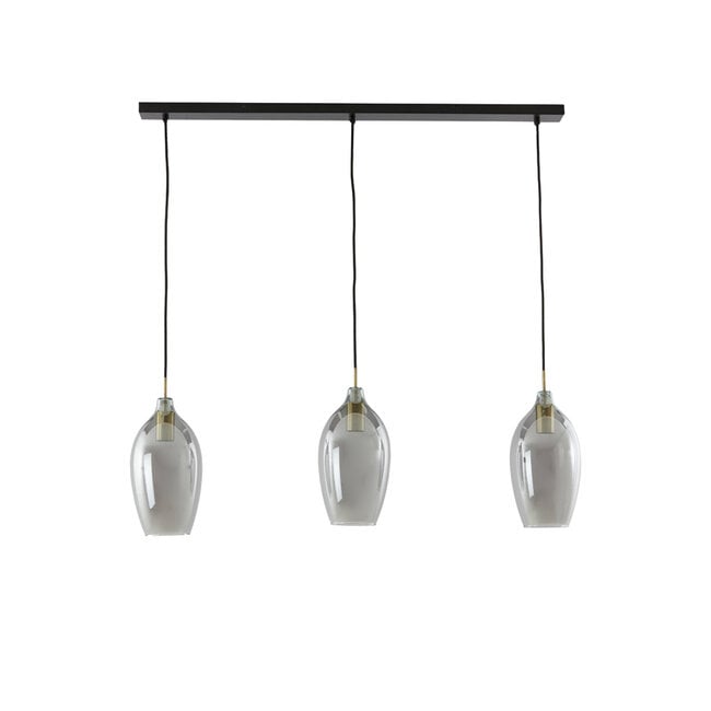 Light en Living Hanglamp 3L 100x16,5x32 cm LUKARO antiek brons+glas smoke
