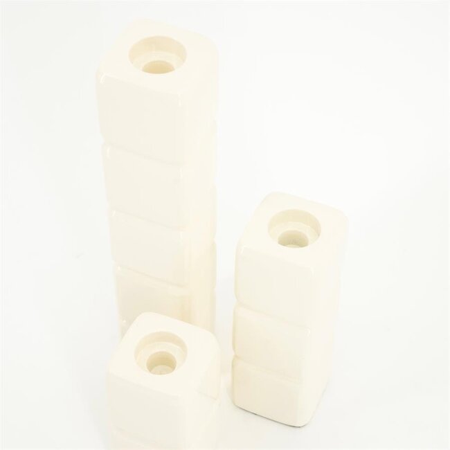 By Boo Set van 3 kandelaren Cube - beige