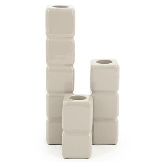 By Boo Set van 3 kandelaren Cube – taupe