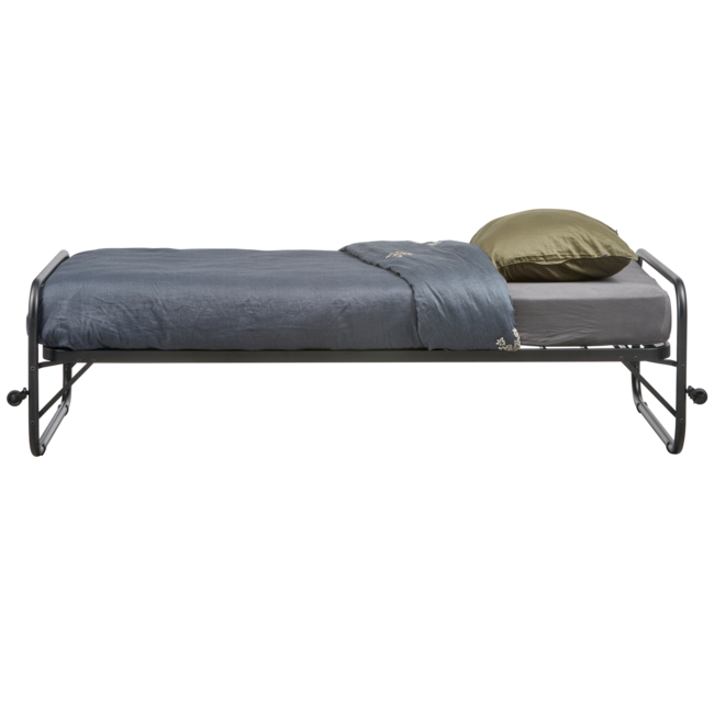 Woood Lucy eenpersoons onderschuifbed metaal zwart 90x200cm