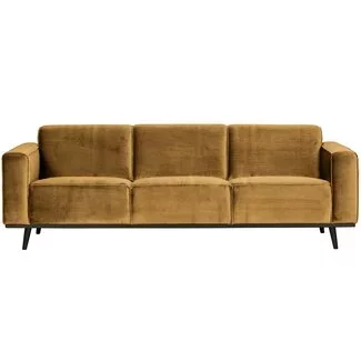Woood Statement 3-zits bank 230 cm fluweel honing geel