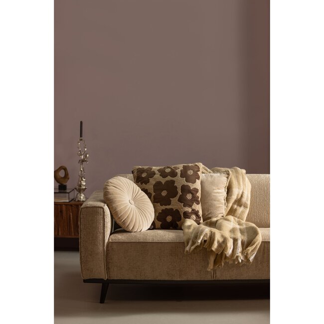 Woood Statement 3-zits bank 230 cm structure velvet wheatfield