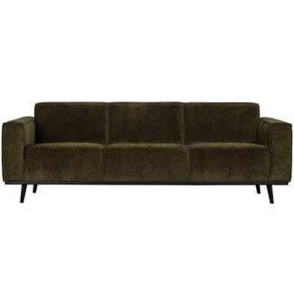 Woood Statement 3-zits bank 230 cm brede platte rib warm groen