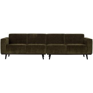 Woood Statement 4-zits bank 280 cm platte brede rib warm groen