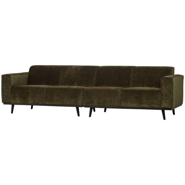 Woood Statement 4-zits bank 280 cm platte brede rib warm groen