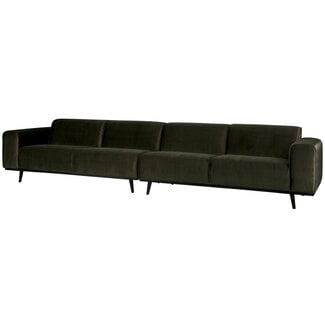 Woood Statement xl 4-zits bank 372 cm fluweel warm groen