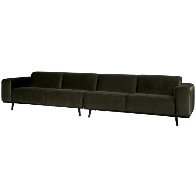 Woood Statement xl 4-zits bank 372 cm fluweel warm groen