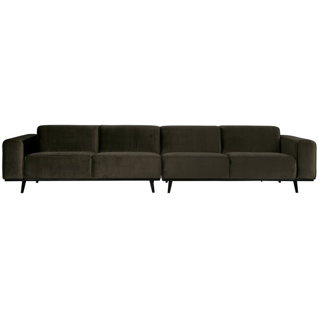 Woood Statement xl 4-zits bank 372 cm fluweel warm groen