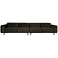 Woood Statement xl 4-zits bank 372 cm fluweel warm groen
