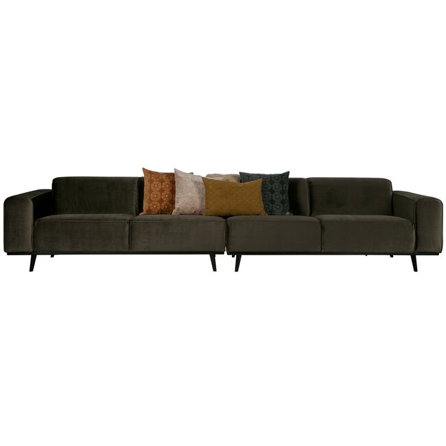 Woood Statement xl 4-zits bank 372 cm fluweel warm groen