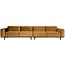 Woood Statement xl 4-zits bank 372 cm fluweel honing geel