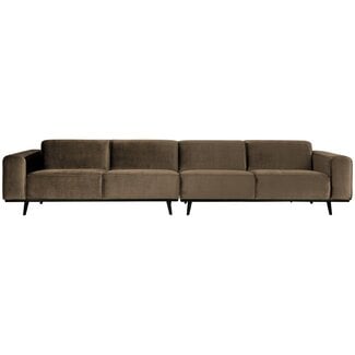 Woood Statement xl 4-zits bank 372 cm fluweel taupe