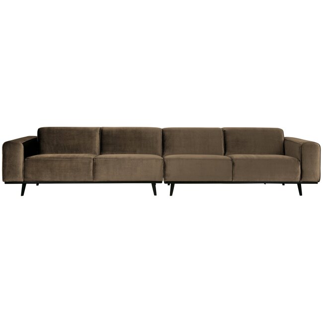 Woood Statement xl 4-zits bank 372 cm fluweel taupe