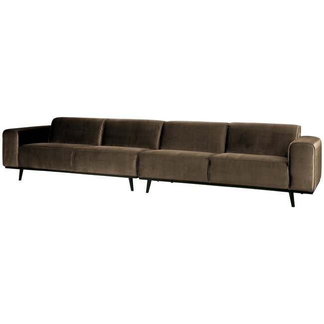 Woood Statement xl 4-zits bank 372 cm fluweel taupe