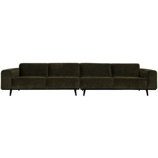 Woood Statement xl 4-zits bank 372 cm platte brede rib warm groen