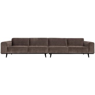Woood Statement xl 4-zits bank 372 cm platte brede rib taupe
