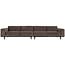 Woood Statement xl 4-zits bank 372 cm platte brede rib taupe