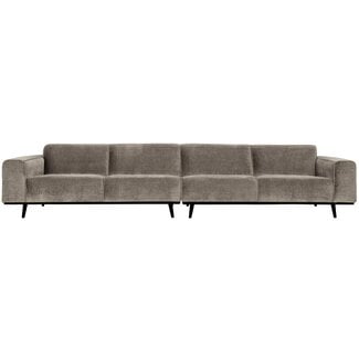 Woood Statement xl 4-zits bank 372 cm platte brede rib clay