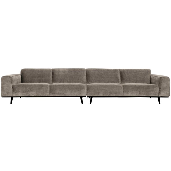 Woood Statement xl 4-zits bank 372 cm platte brede rib clay