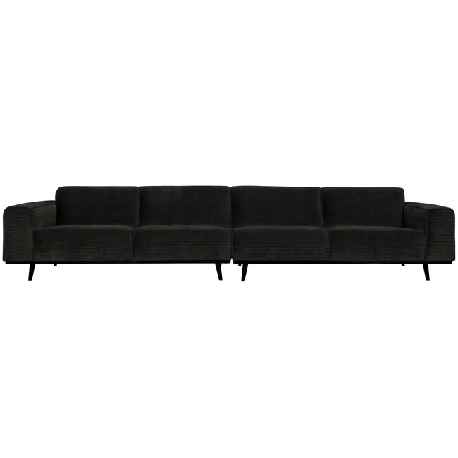 Woood Statement xl 4-zits bank 372 cm platte brede rib graphite