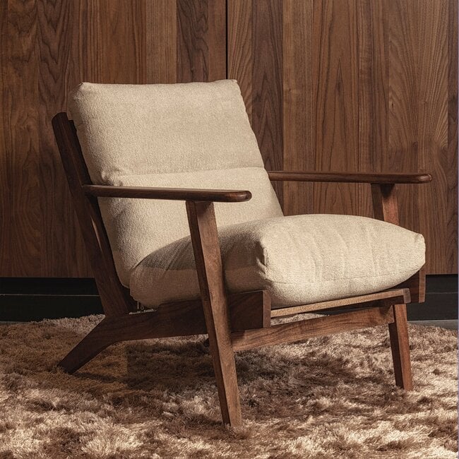 Woood Houston fauteuil bouclé/hout naturel