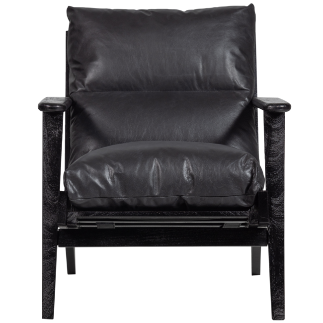 Woood Houston fauteuil echt leer zwart