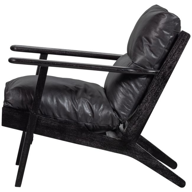 Woood Houston fauteuil echt leer zwart