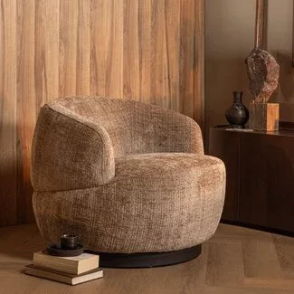 Woood Woolly draaifauteuil chenille zand